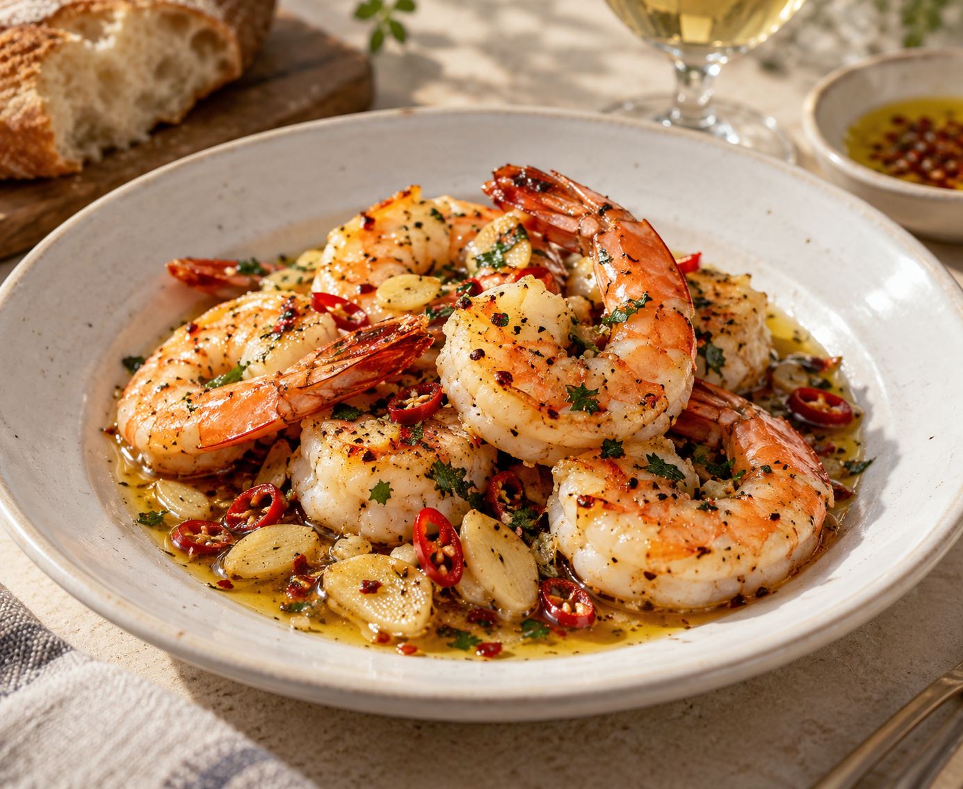 Garlic and chilli prawns